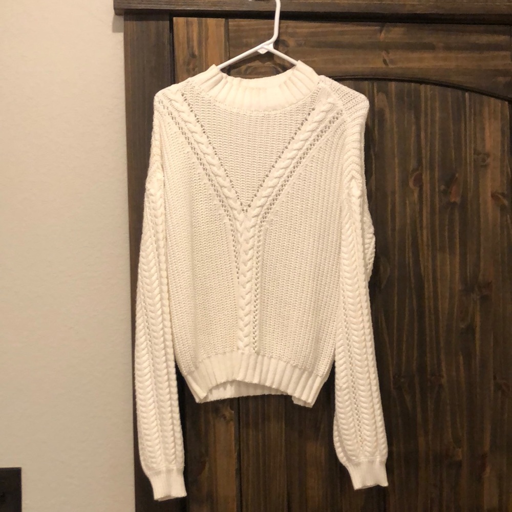 Marled white sweater size 4